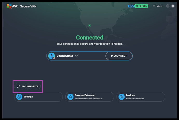 Main UI - VPN On